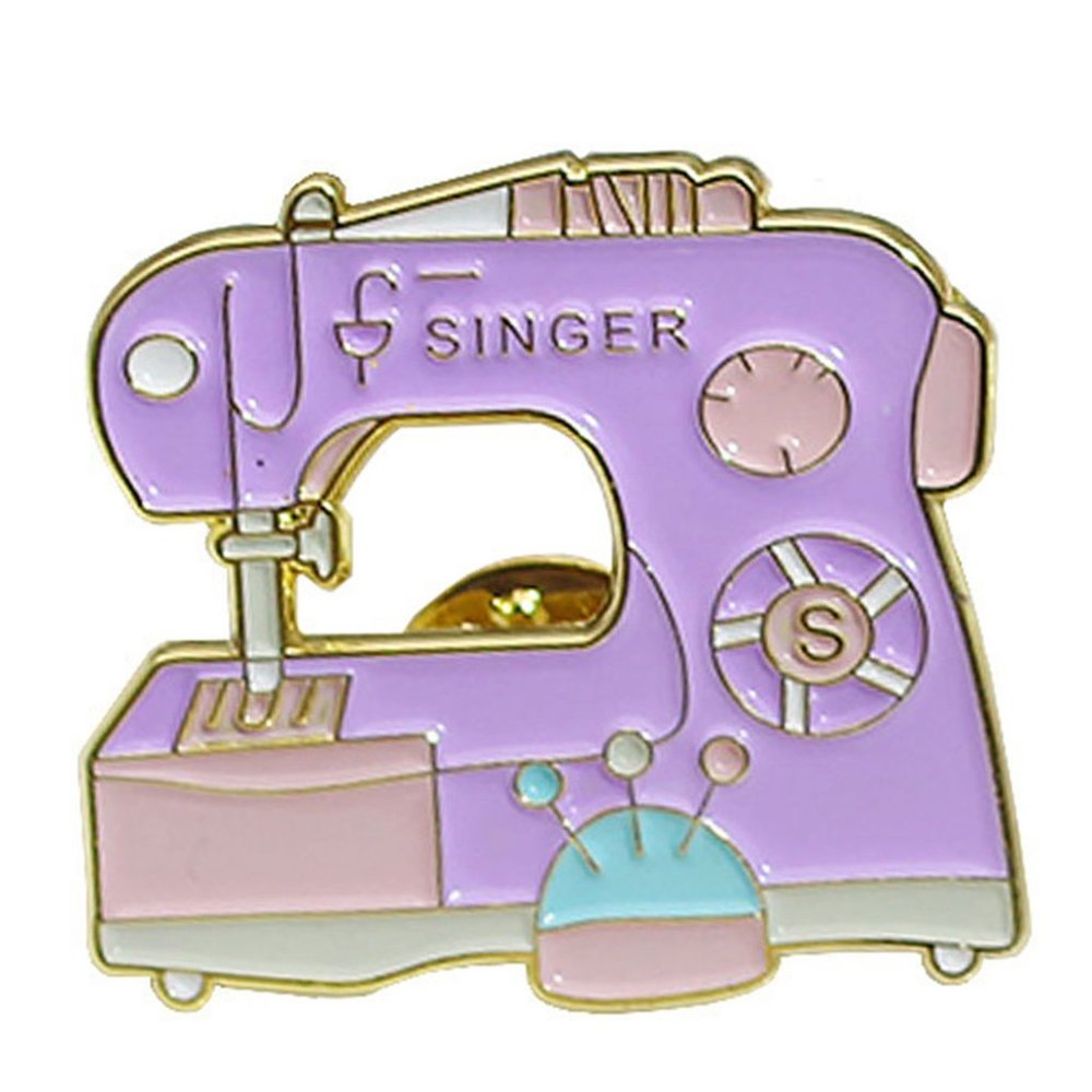 Metal & Enamel Pastel Purple Singer Sewing Machine Lapel Pin (New)